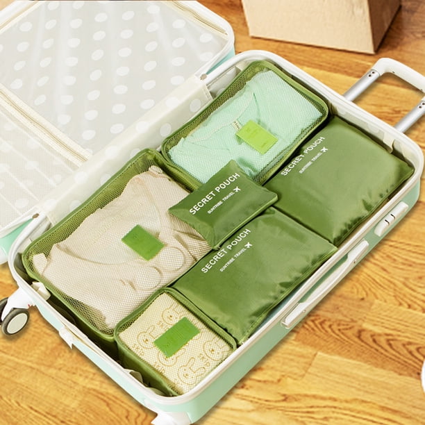 Bolsa de almacenamiento de equipaje ligera, cubos de embalaje, 6 uds., para mujeres y hombres (verde)