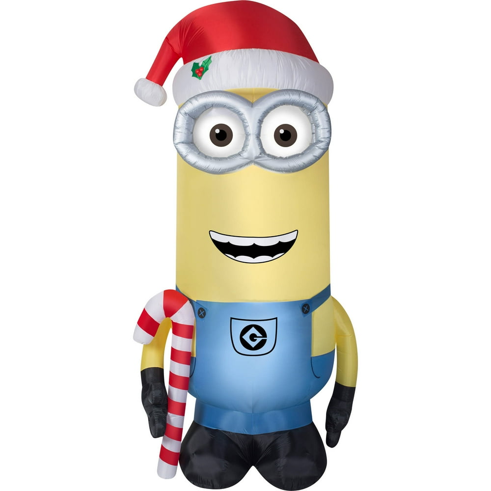 Airblown Inflatables 11 Ft. Minion Kevin with Candy Cane and Santa Hat