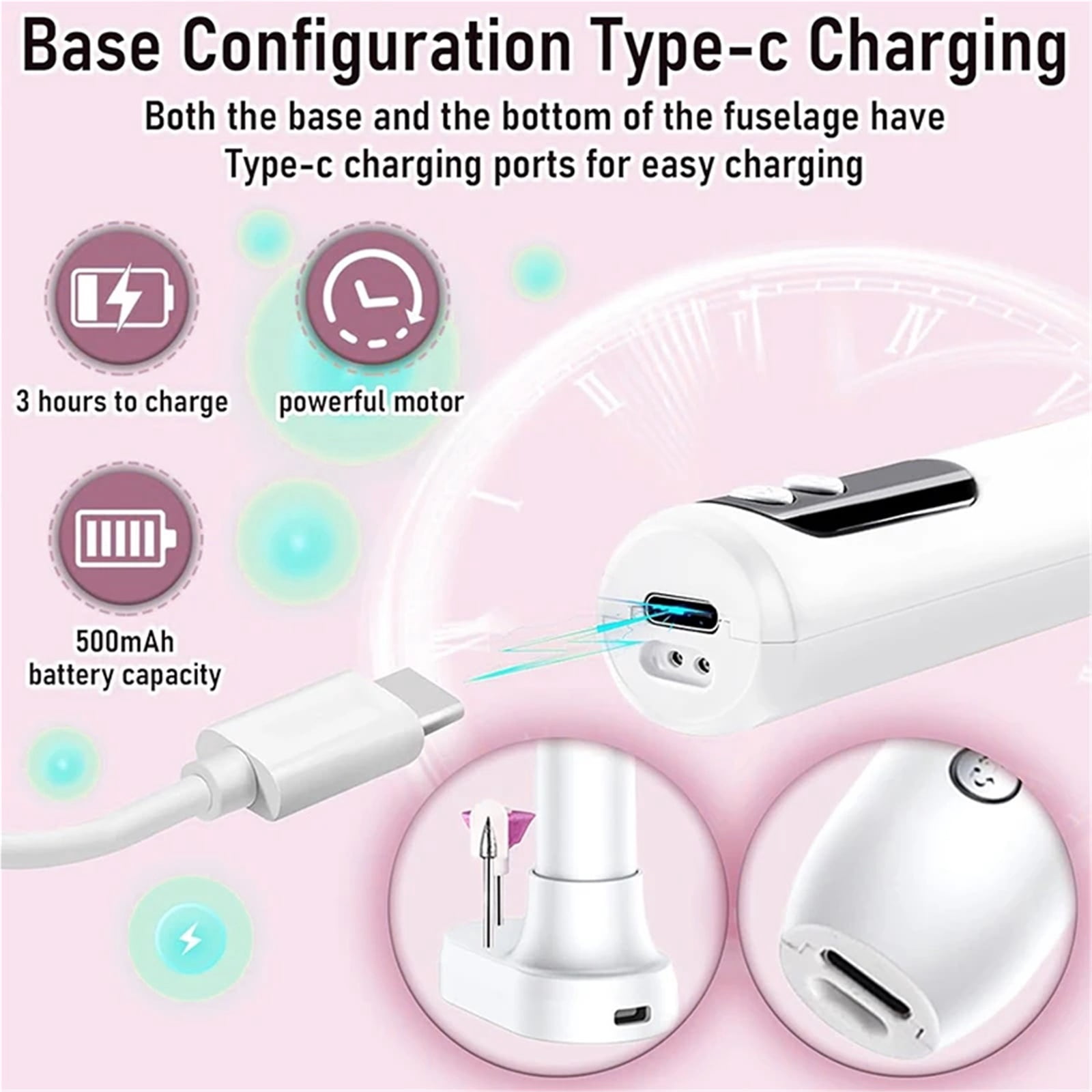 Electric Nail Polisher Drill Professional Skin Removal Art Sanding File Pen Nails Grinding Polishing Dead Manicure Machine Care