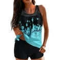 thumbnail image 3 of Two Piece Mesh Tankini Swimsuits for Women Rushed Bathing Suits Blouson Swim Top with Bikini Bottoms Teen Girl, 3 of 9