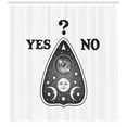 thumbnail image 3 of Ouija Board Shower Curtain, Antique Style Mystifying Oracle Yes and No Text and Question Mark, Fabric Bathroom Set with Hooks, 69W X 75L Inches Long, Black Grey and White, by Ambesonne, 3 of 3