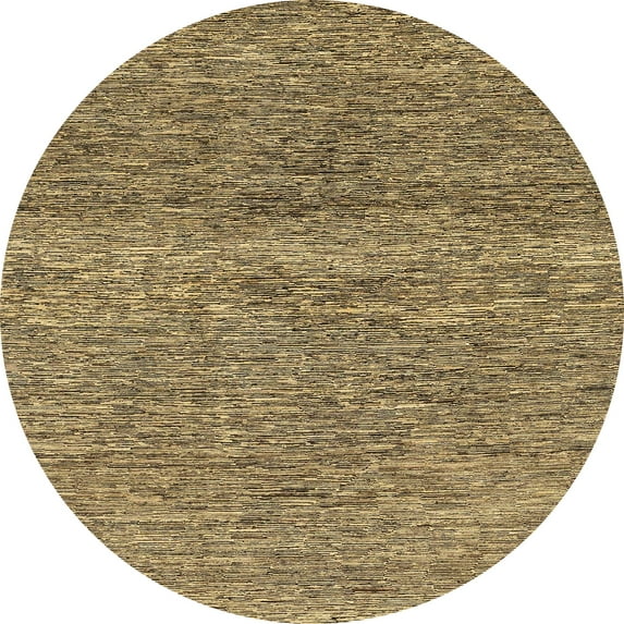 Ahgly Company Machine Washable Indoor Round Abstract Yellow Area Rugs, 3' Round
