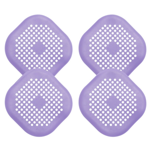 Uxcell 4packs de atrapadores de cabello para desagües de ducha, desagüe cuadrado para ducha y cocina, púrpura