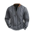 thumbnail image 2 of Men's Ethnic Print Quarter-Zip Pullover Sweatshirt, Retro American Style Crewneck Hoodie, Casual Long Sleeve Versatile Fall Spring Daily Top,Navy,XL, 2 of 4