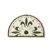 Btomtd 15.74' x 23.62' Semicircle Bath Rug Floor Mat Thickened Toilet Cover Secure Base Restroom Carpet Absorbent Layer, Green