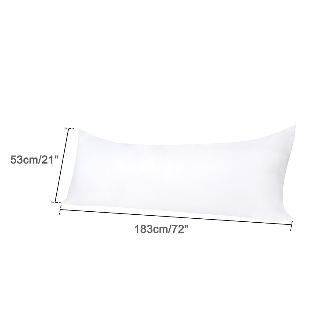 Unique Bargains Silky Satin Zippered Body Pillow Cover, 21" x 72", White