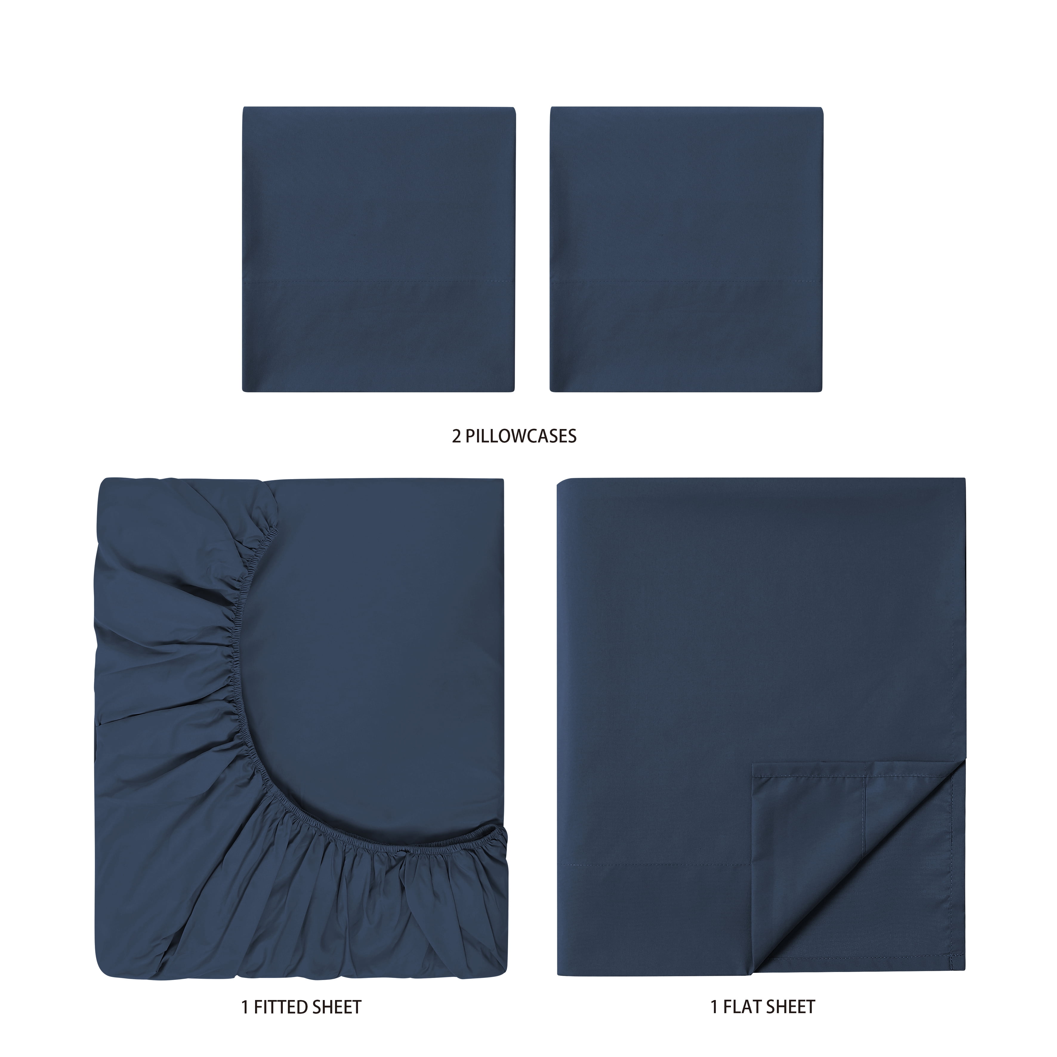 Mainstays Comfort Chill Microfiber Bed Sheet Set, Queen, Washed Indigo, 4 Piece