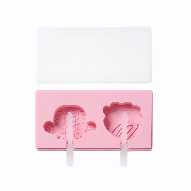 Molde de helado de silicona con forma de dibujos animados DIY con tapa, divertido fabricante de paletas for niños