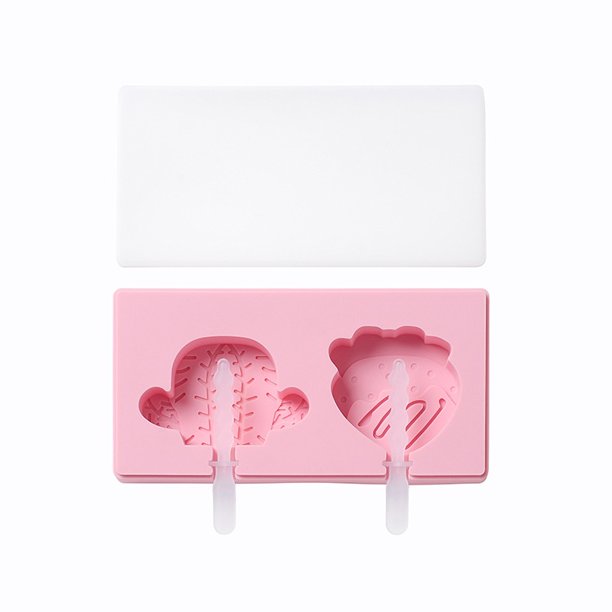 Molde de helado de silicona con forma de dibujos animados DIY con tapa, divertido fabricante de paletas for niños