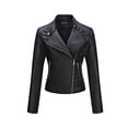thumbnail image 5 of Giolshon Women's Faux Leather Jacket Short Slim Moto Coat Long Sleeve Turn-Down Collar Casual PU Outerwear for Spring and Fall, 5 of 7