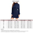 thumbnail image 3 of Vestido suéter de cuello alto para mujer Vestido elegante informal suelto de color puro Jersey de manga larga Vestido de punto acanalado para oficina Azul oscuro XS, 3 of 6