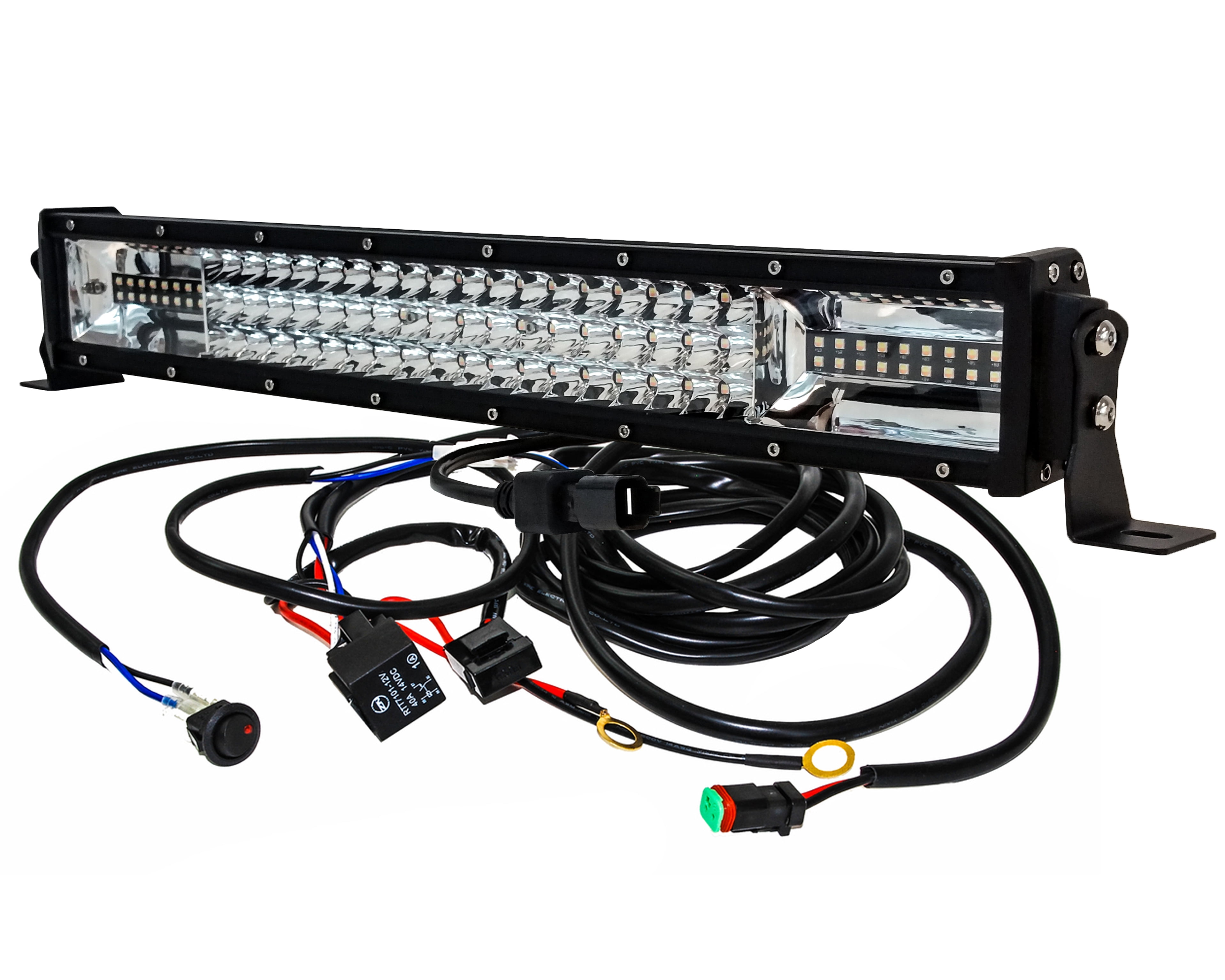 OZ-USA 22" Amber White Dual Color Flash Strobe LED Light Bar Driving Fog Lights for Truck Tractor UTV RV Off-road