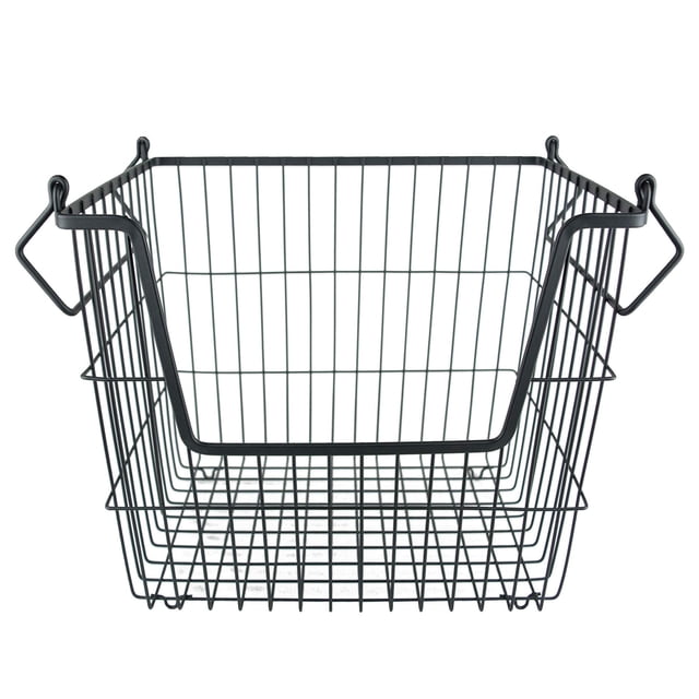 Cubo de almacenamiento DII, malla de alambre metálico, apilable, rectangular, negro