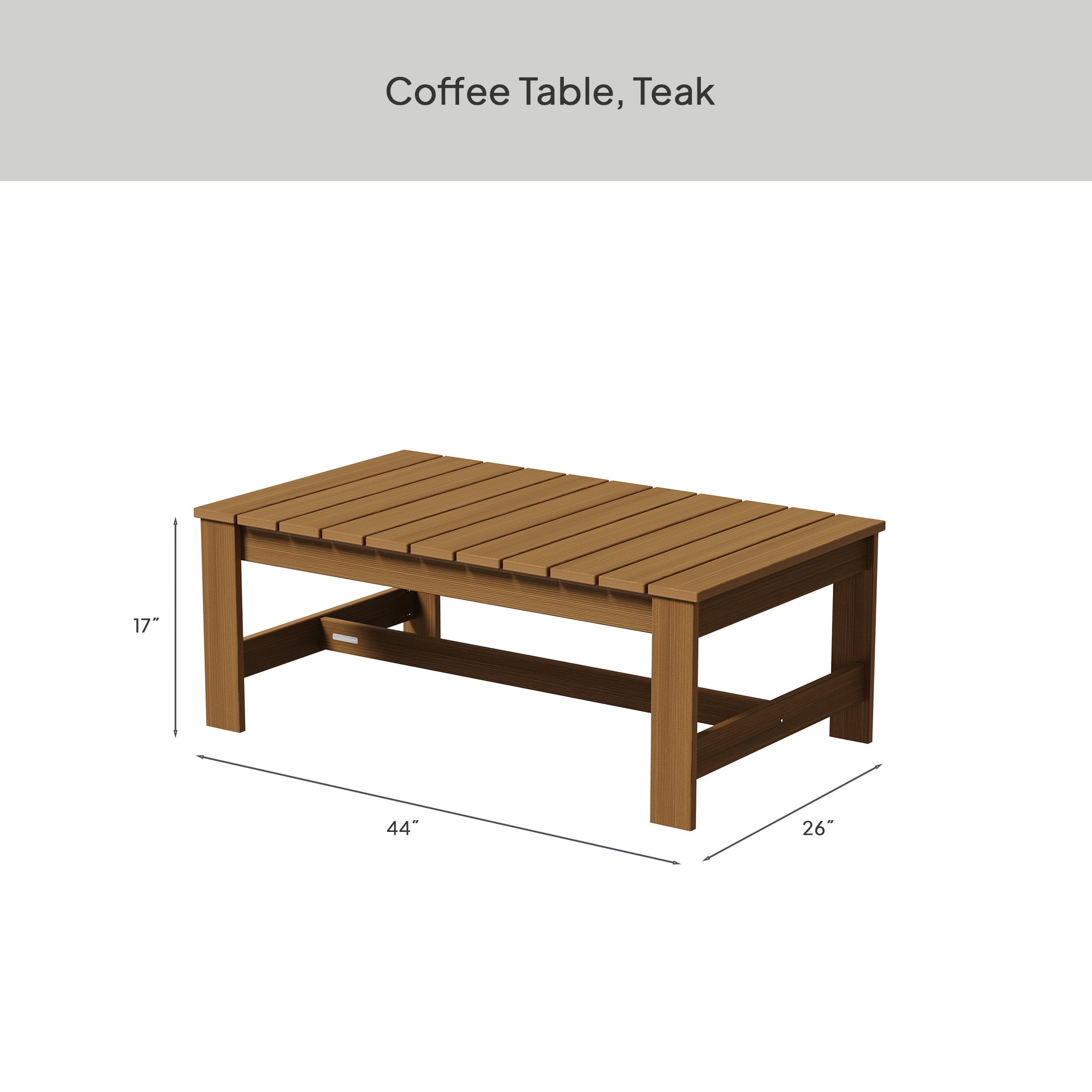 Better Homes & Gardens Ezra Outdoor HDPE Coffee Table, Teak