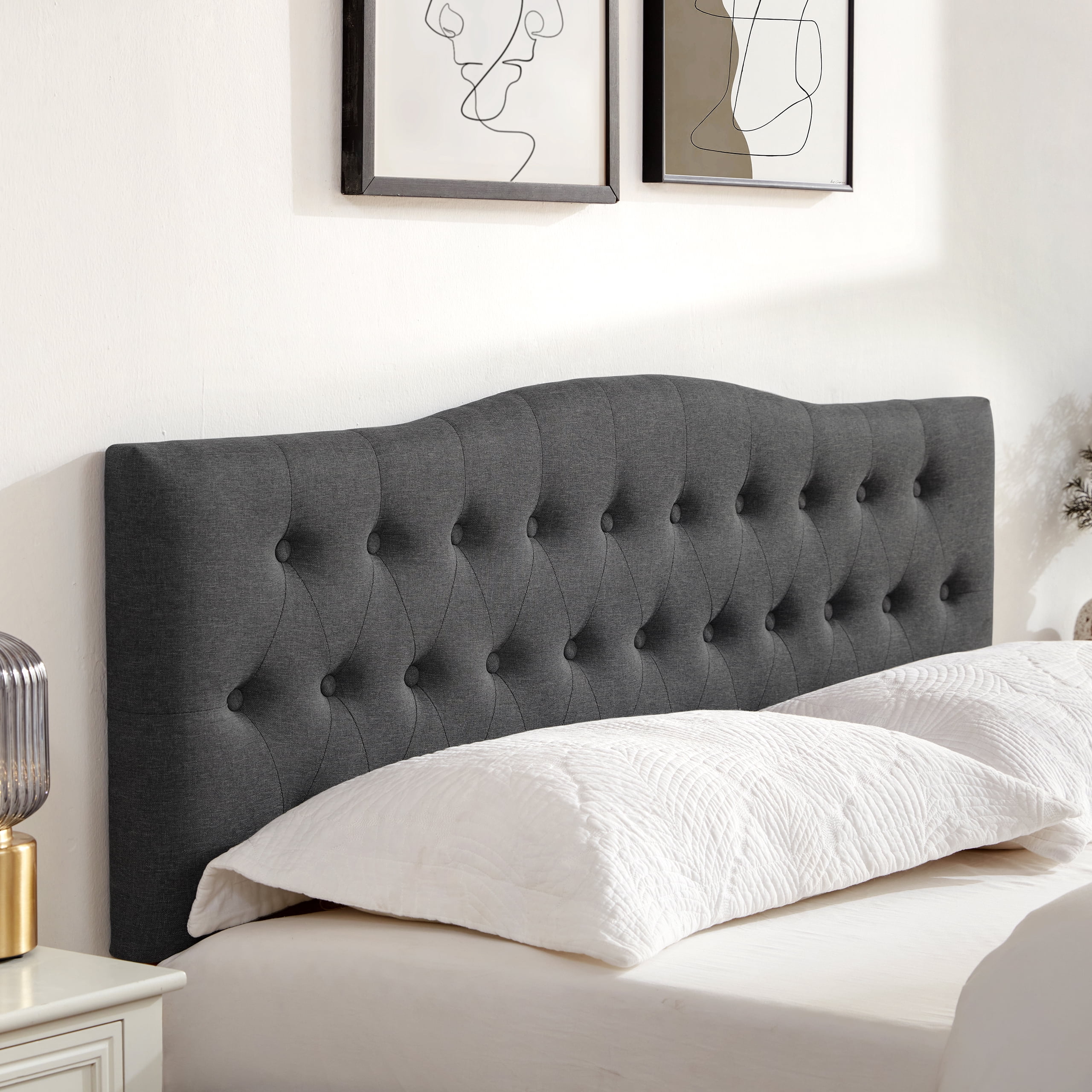 Weture Tufted Upholstered Queen Bed Headboards, Adjustable Height, Black