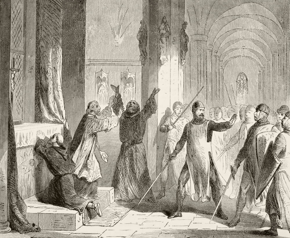 Sir William Wallace Protecting Monks From His Own Soldiers At Hexham Priory England From The National And Domestic History Of England By William Aubrey Published London Circa 1890 Canvas Art - Ken Wel