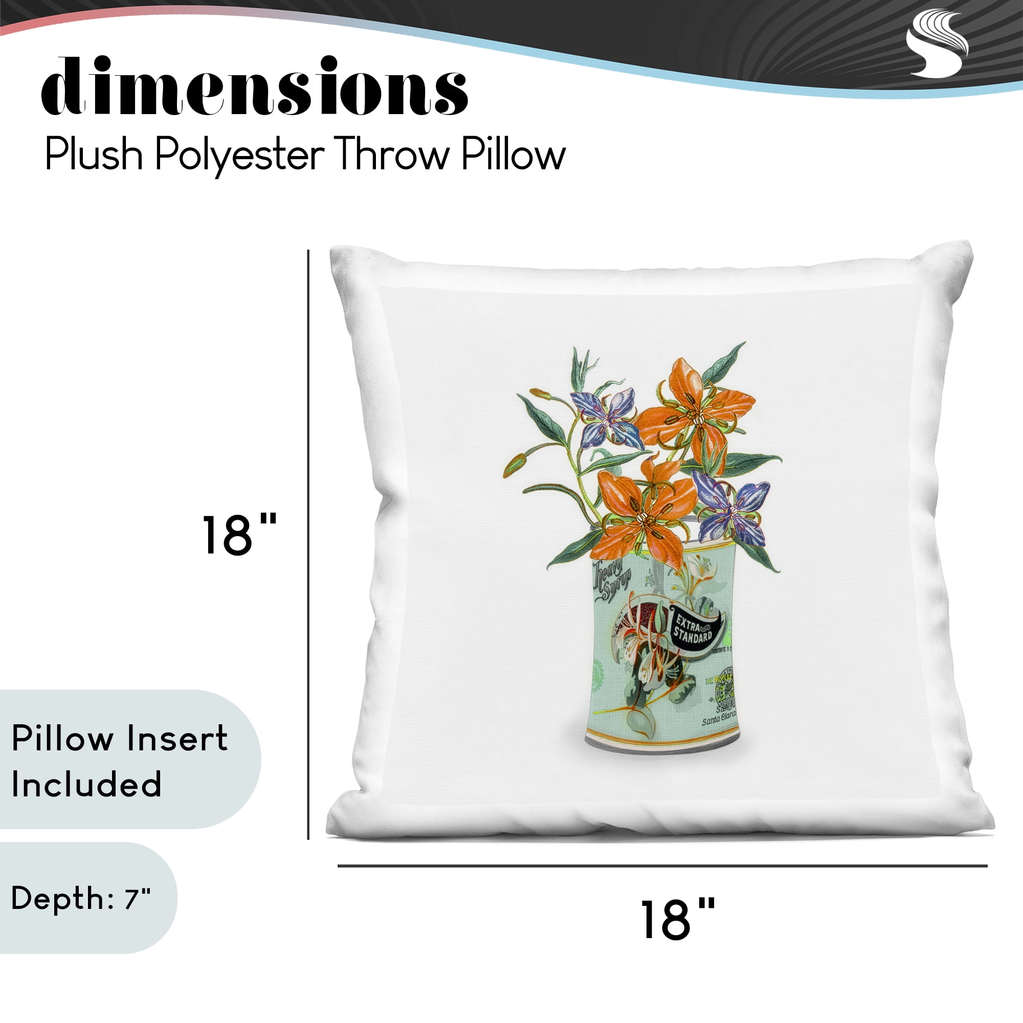Stupell Industries Lilies in Retro Tin Decorative Printed Throw Pillow, design by Val Rhodes, 18 x 7 x 18