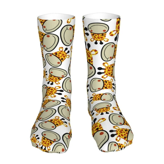Xecao Giraffes Head Print Fashion No Heel Casual Crew Socks Cushioned Breathable for Men Women - Moisture wicking,Not easy to fade Suitable for daily