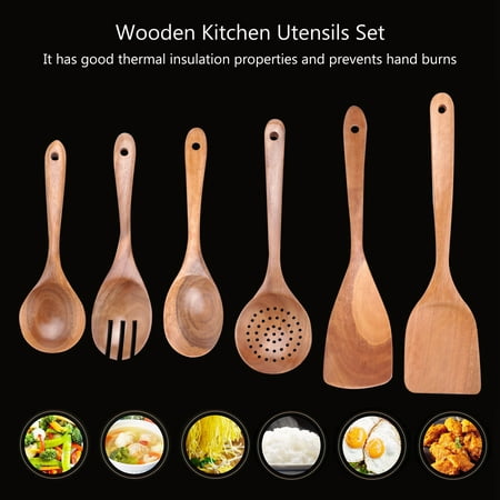 

Teak Wood Spoon Solid Wood Spatula Kitchen Cooking Wood Spatula Cooking Spatula Set Wooden Scoop Tableware