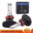 thumbnail image 1 of LED Headlight Bulbs H11 H7 50W 8000LM 6000K White Universal Fit 12V 24V 2 Pack, 1 of 10
