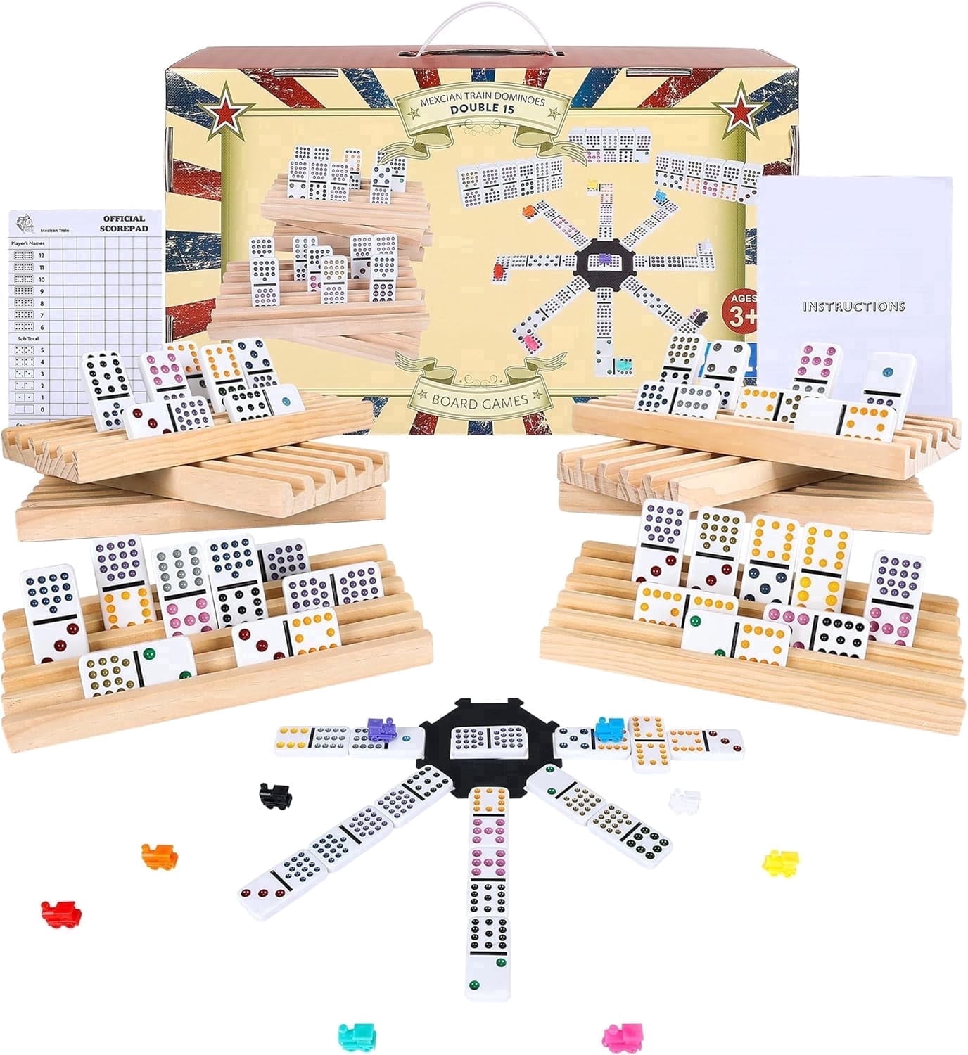 Bene Casa Classic 28-Piece Double 6 Domino Set with Compact