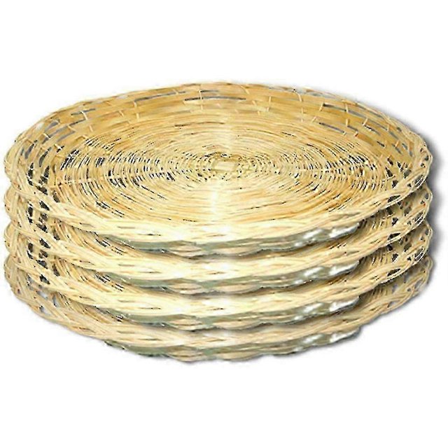 4 soportes para platos de papel de bambú: soporte para platos de tejido redondo resistente de 10 pulgadas, soportes para platos de papel reutilizables compatibles con fiestas de picnic