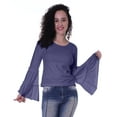 thumbnail image 2 of Moomaya Womens Long Bell Sleeves Tshirt Top Round Neck Plain Casual Fit Summer Tee Tops, 2 of 6
