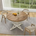 thumbnail image 6 of ChVans 47" Round Dining Table for 4 People, Rustic Farmhouse Wooden Round Table for Kitchen Living Roon Dinning Room, 6 of 7