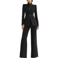 thumbnail image 3 of Fewfanhot 2 Piece Sets for Women Long Sleeve Solid Color Blazer & Pant Suit Set, Casual Two Piece Outfit with Pockets, New Work to Weekend Style, 3 of 10