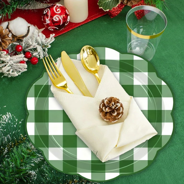 Lunxisen 50 pcs Christmas Paper Plates Disposable Plates Winter