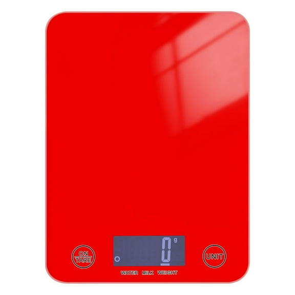 Digital Kitchen Food Scale Weight Grams Oz for Baking Cooking Coffee 11lb 0.05oz/1g Glass Red