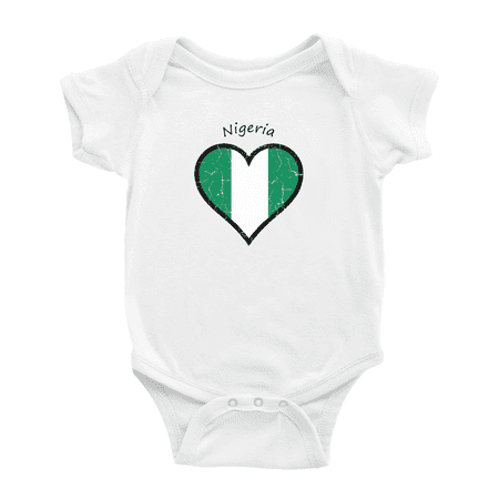 

Nigeria Flag Heart Love Cute Baby Bodysuit Boy Girl Clothes