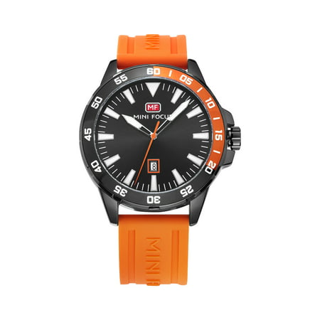 Mens Quartz Watch Orange Silicone Belt Time Calendar Design Date Display for Friends Lovers Best Holiday Gift (Best Design Watches 2019)
