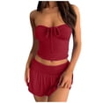 thumbnail image 1 of Conjunto elegante de dos piezas para mujer: top sin tirantes con falda plisada asimétrica de doble capa, 1 of 8