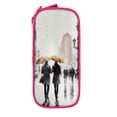 thumbnail image 2 of XMXY Watercolor Rainy Day Pencil Case Cute Aesthetic, Portable Pencil Bags with Compartments Zipper Pink, 2 of 7