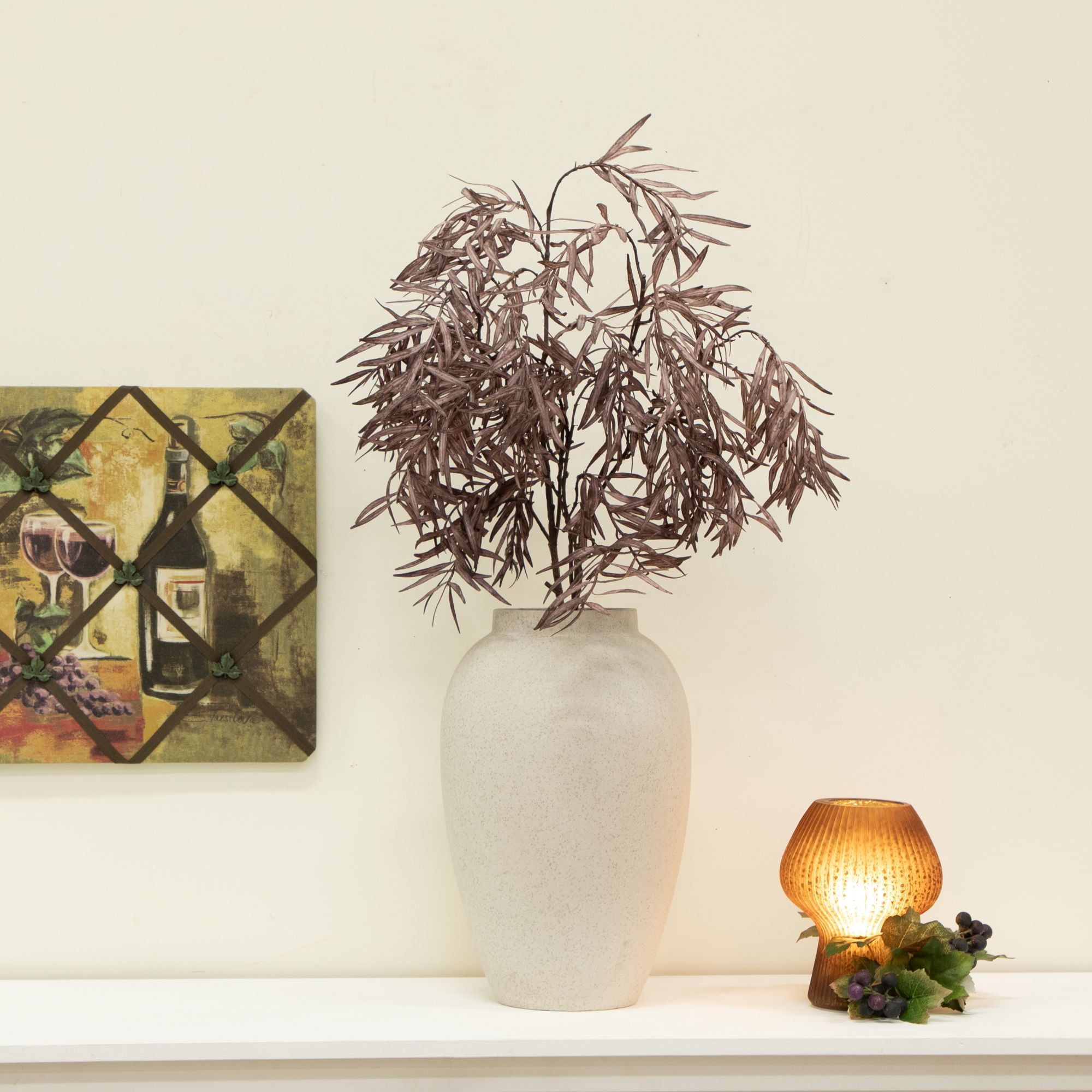 (2 pack) Better Homes & Gardens 34 in Artificial Indoor Dried-Look Purple Fern Stem