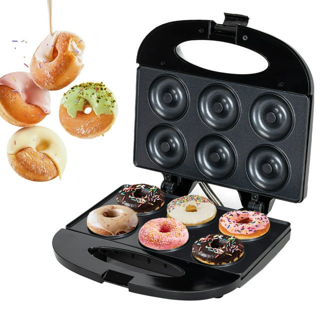 Aigostar Mini Máquina Eléctrica para Hacer Donuts, con Doble Indicador LED, Placa Antiadherente, Capacidad para 6 Donuts, Ideal para Niños para Preparar Desayunos, Bocadillos y Postres