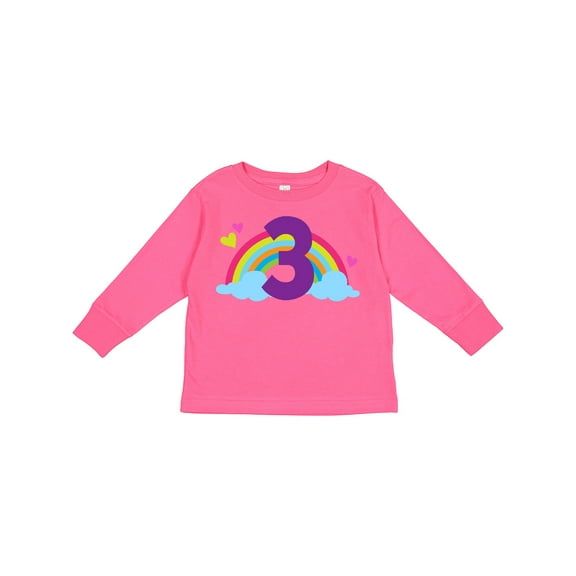 Inktastic 3rd Birthday Rainbow Number 3 Girls Long Sleeve Toddler T-Shirt