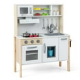thumbnail image 1 of Costway Kids Kitchen Playset Wooden Pretend Play Chef Toy w/ Microwave & Accessories, 1 of 10