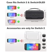 EUROA Nintendo Switch 2 Carrying Case compatible with Switch/Switch OLED, 4 in 1 Hard Shell Travel Case with 2 Screen Protector, 4xJoystick Caps & More
