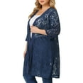 thumbnail image 4 of Agnes Orinda Women's Plus Size Valentines Day Cardigans Lace Lightweight Knit 3/4 Sleeves Cover Up Cardigans 4X Navy, 4 of 8