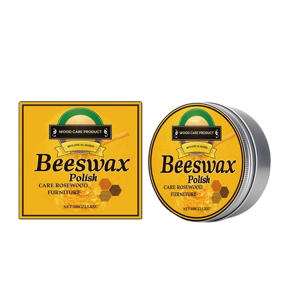 Beeswax Wood Polish & Furniture Wax 100g Eco-Friendly & Non-Toxic, Protects & Restores Wood Furniture, Cutting Boards, Ornaments