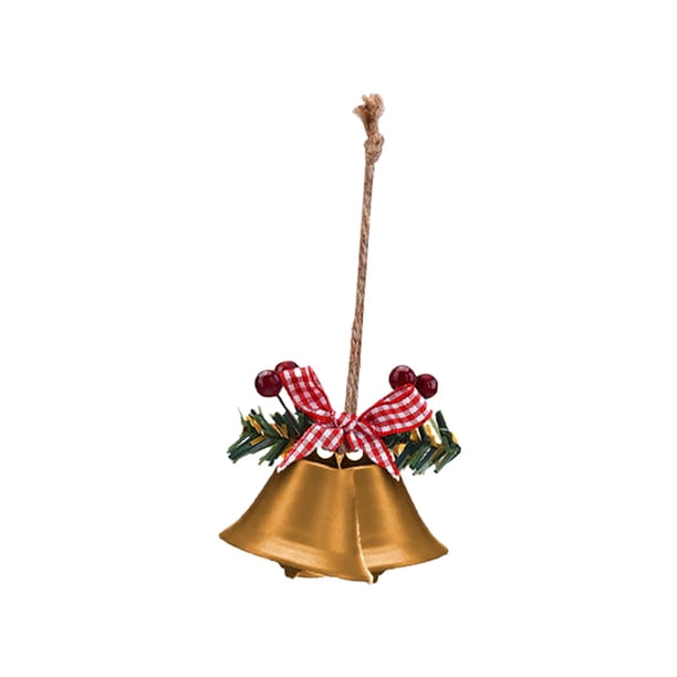 Adornos de campana de Navidad, decoración colgante para el árbol de Navidad Campana de 2 trompetas dorada