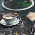 thumbnail image 3 of Ambesonne Exotic Themed Fitted Round Tablecloth, Night Leaves Bohemian, 36"- 40" Diameter, Purpleblue Apricot, 3 of 5