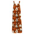 thumbnail image 5 of Women's Halloween Jumpsuits Witch Hat Bat Wide Leg Backless Funny Overalls Castle Ghost Sleeveless Spooky Rompers, M, 5 of 5