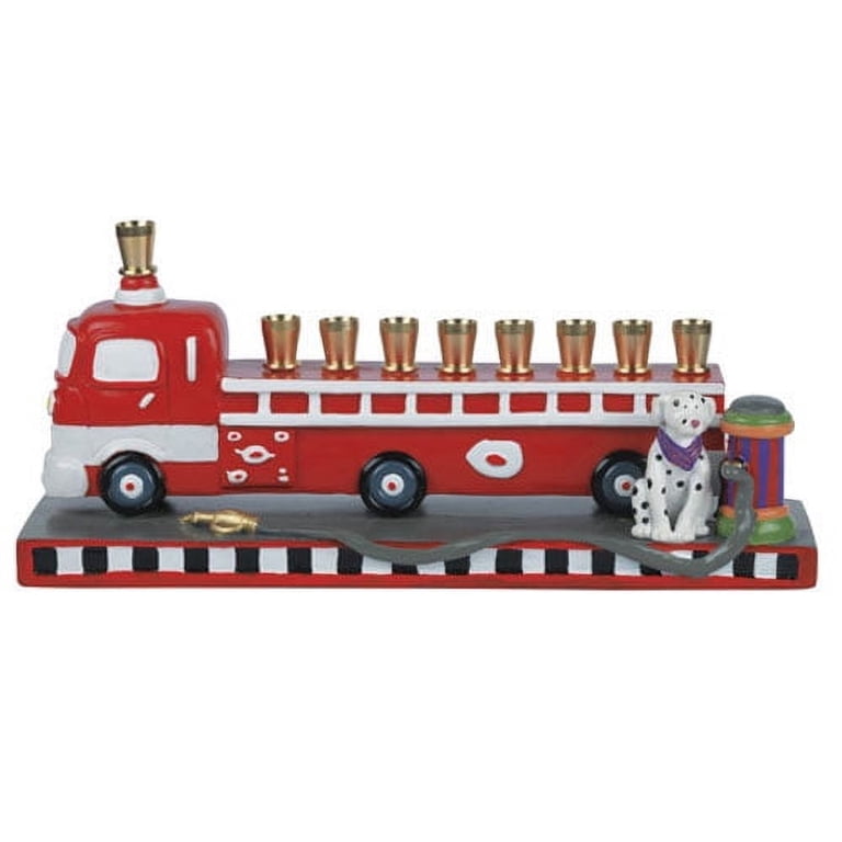 Red Fire Truck Menorah with Dalmatian and Hydrant photo 4