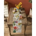 thumbnail image 5 of Table Runner Dresser Scarves 90 Inch Long,Garden Watercolor Blossom Flower Linen Dining Table Runners Floral on Retro Letter Stamp Texture Tabletop Scarf for Wedding Holiday Party Kitchen, 5 of 9