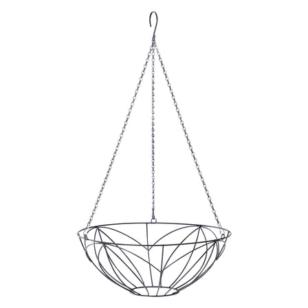 Mainstays 14.5" x 5.8" Round Black Metal Hanging Plant Basket with Coconut Fiber Liner