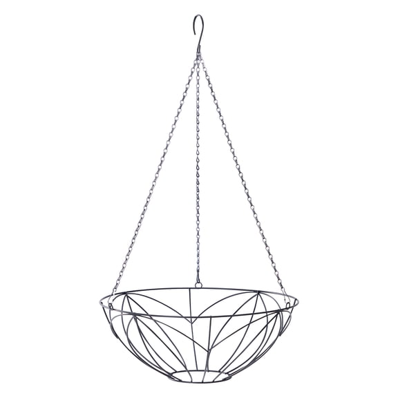 Mainstays 14.5" x 5.8" Round Black Metal Hanging Plant Basket with Coconut Fiber Liner