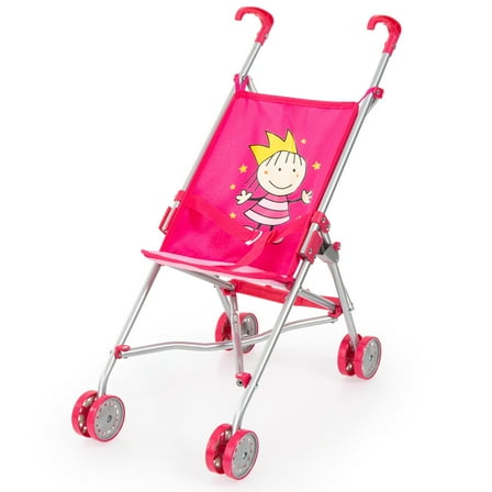 Bayer Design: Doll Buggy - Hot Pink & Princess - Play Umbrella Stroller, Accessory For Dolls Up To 18", Quick-Fold, Dual Wheels, Seat Belt, Kids 3 